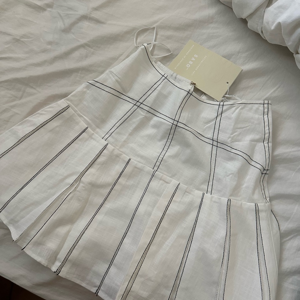 Sabo Skirt White Pleated Skater Mini